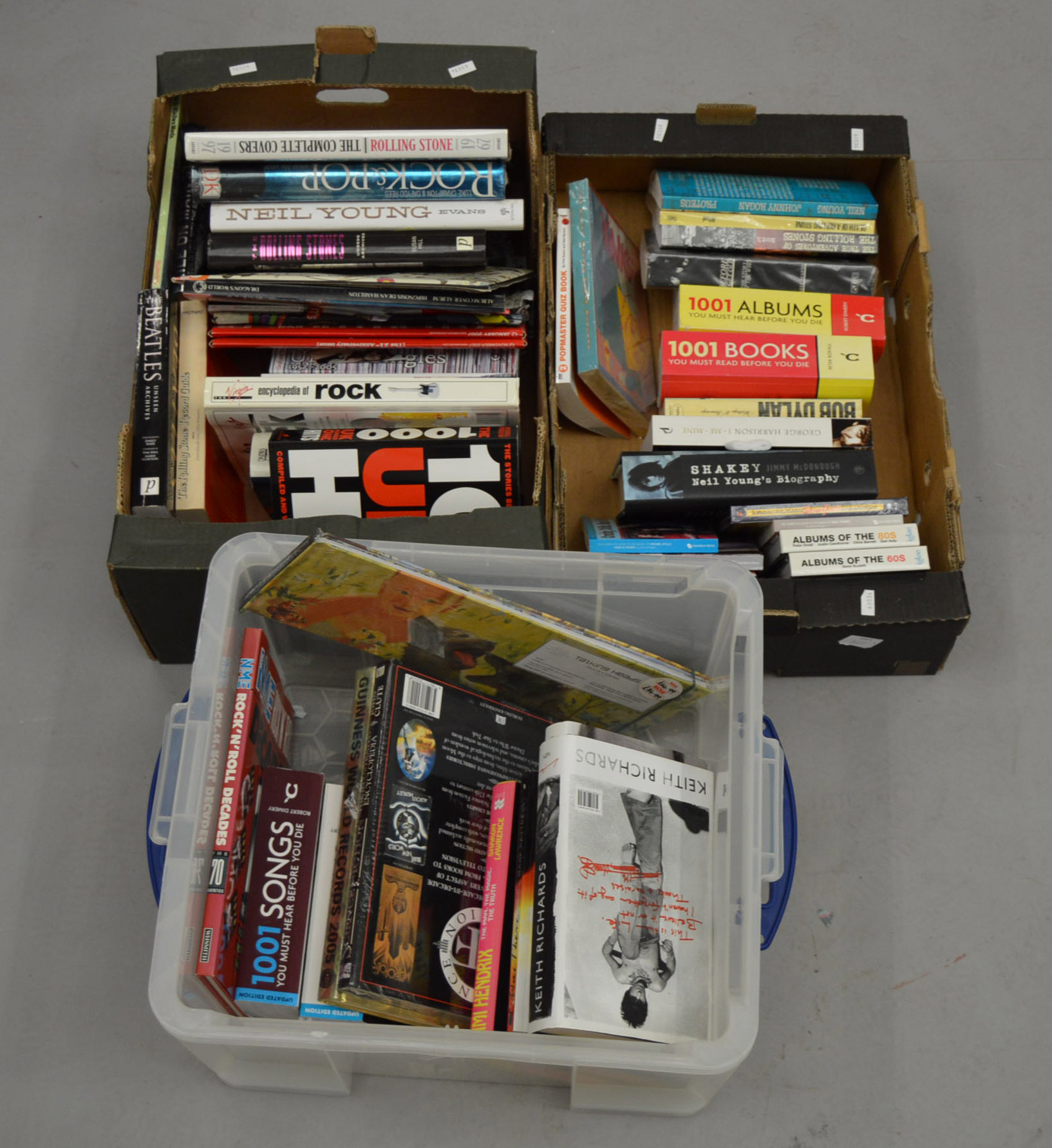 3 boxes of music related books including biographies etc