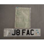 Private Registration Number Plate - J8 FAC - on retention