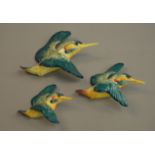 A Beswick graduated set of Kingfisher wall plaques- 729-1, 729-2 and 729-3.