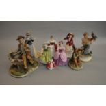 6 Royal Doulton and Royal Worcester ladies figures together with 3 Capodimonte examples (9)