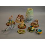 4 John Beswick Beatrix Potter figures together with majolica ware, murano fish,