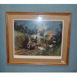 A liited edition railway print after Terence Cumeo, signed in pencil by the artist, 658/850.