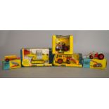 Five boxed Corgi agricultural diecast models, 73 MF165, 53 MF65 and 54 MF 50B tractors,