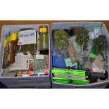 Good quantity of assorted model railway scenery items, including plants, grass, trees, etc.