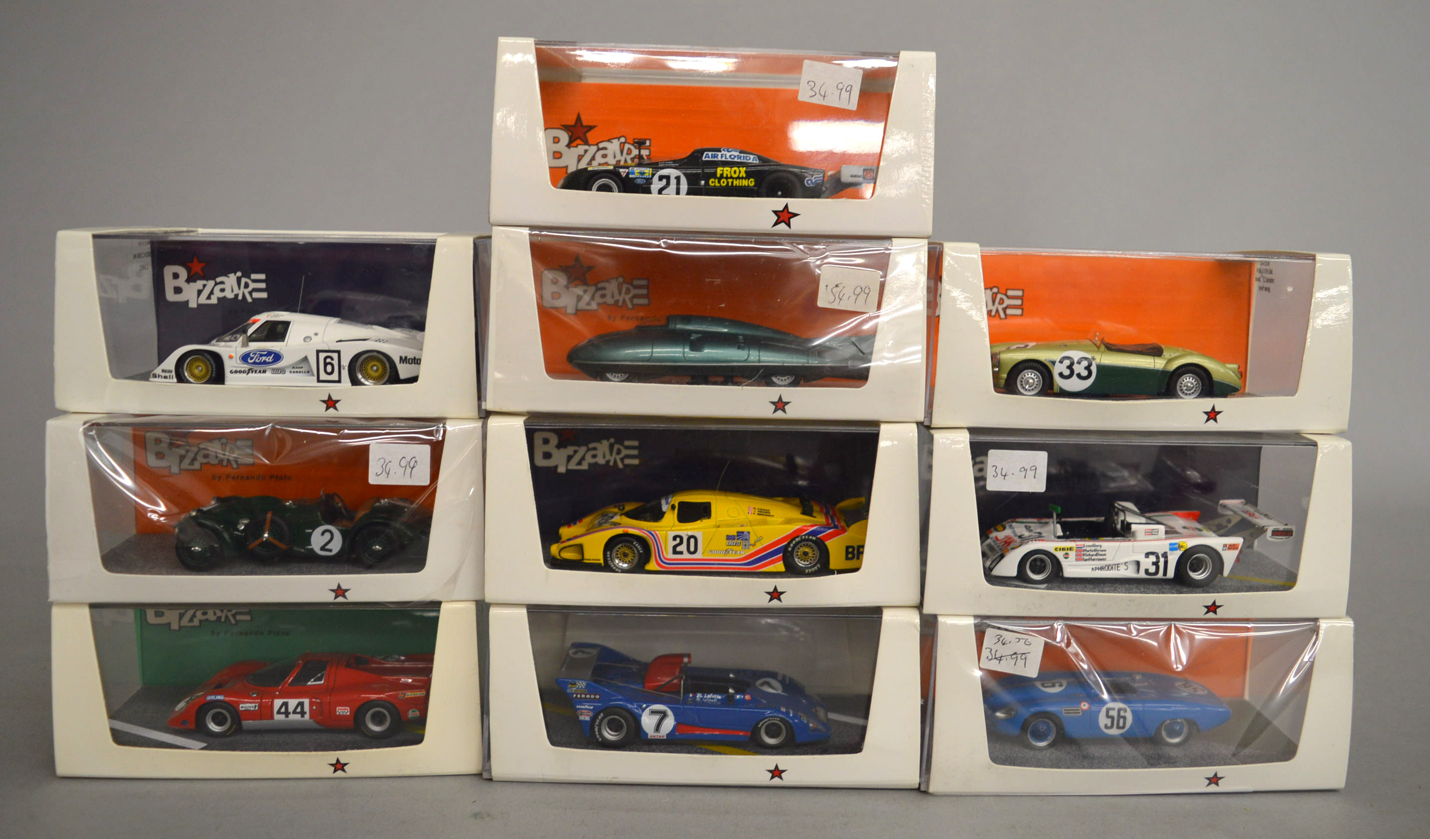 10 x Bizarre by Fernando Pinto 1:43 scale diecast model cars. Overall appear VG.