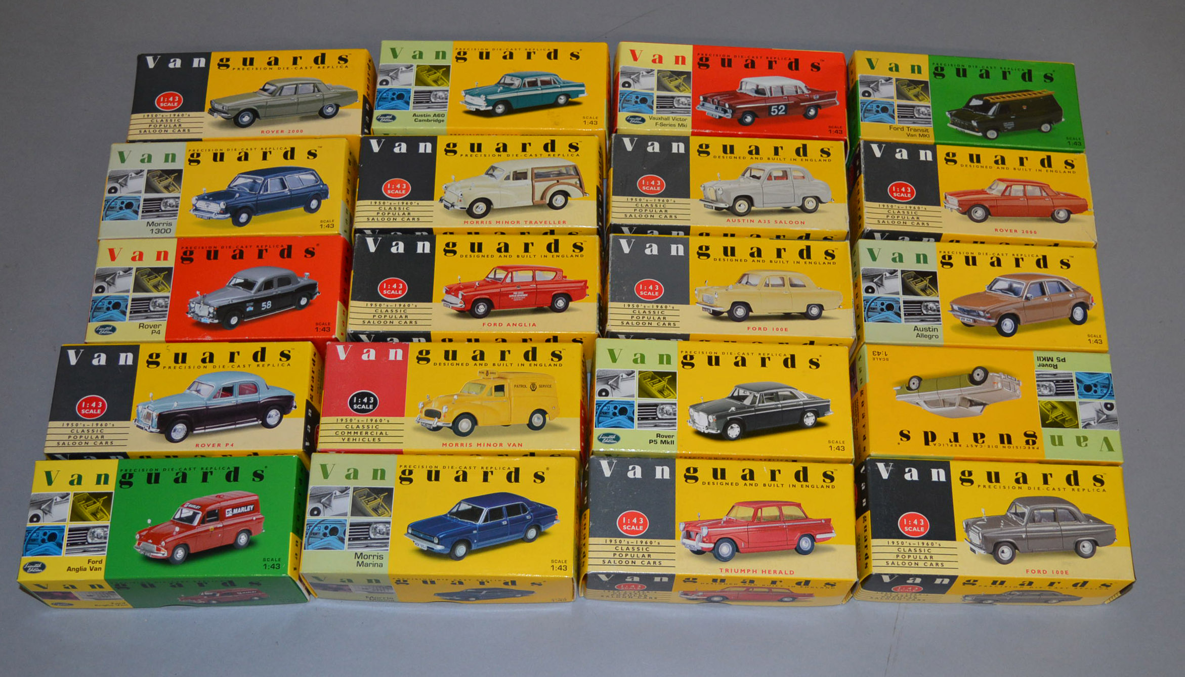 20 x Vanguards diecast models, mostly cars. VG, boxed.