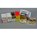 Ten boxed white metal and resin model car kits in 1:43 scale,