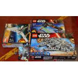 Three Lego Star Wars sets: 75105 Millennium Falcon; 75094 Imperial Shuttle Tydirium;