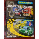 Two boxed Scalextric Slot Car Sets, 'Monster Trucks' and 'Beetle Cup' ,