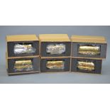 O gauge. Six brass tank wagons, unknown manufacturer. Boxed and appear E.