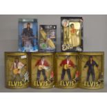Seven Elvis action figures by Hasbro, Eugene, X Toys and similar. Boxed and VG.