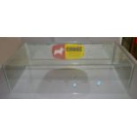 A retailers glass display cover, 85 x 44 x 23 cm approx,with mirrored back,