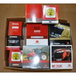 Nine Universal Hobbies 1:32 scale Massey Ferguson diecast model tractors, all limited editions.