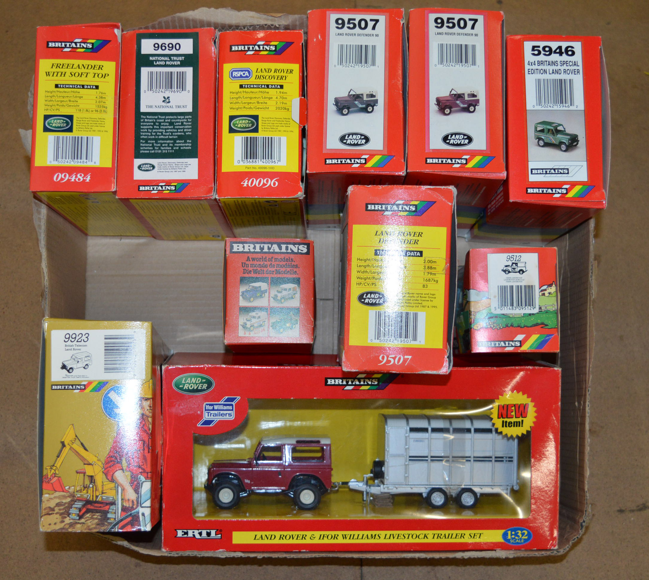 11 x Britains 1:32 scale diecast model Land Rovers,