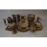 A mixed lot of metalware including Walker and Hall, James Dixon & Son,