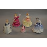 5 Assorted Royal Doulton Ladies figures.