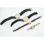 Four wristwatches, a 9ct BERNEX gents (non working),