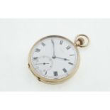 A 9ct top-wind pocket watch with working unsigned movement & uncracked enamel dial,