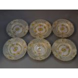 7 Meissen ribbon plates, 2 different designs. 21cm diameter.