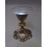 POLICE > A silver religious chalice, H/M London 1912 maker A & B Co, 190mm high & approx 414gms,