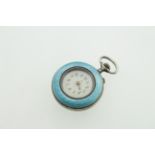 An enamelled top-wind fob watch, decorated uncracked dial, one hand broken, marked 935,