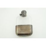 A silver & glass hip flask, H/M Sheffield 1917 by James Dixon & Sons, engraved with initials,
