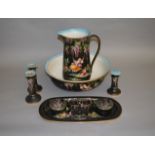 A Corinth "Arcadia" wash jug and bowl and matching vanity set.