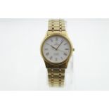 A gents OMEGA De Ville quartz gold plated stainless steel wristwatch with original fitted bracelet,