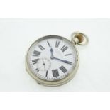 A nickel cased Goliath top-wind pocket watch with unsigned working movement,