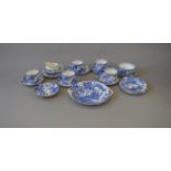 A Royal Crown Derby blue and white tea set with gilded rim.