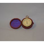 A Negretti & Zambra compensated pocket barometer in original Moroccan leather case,