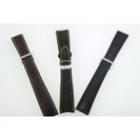 Two BLANCPLAIN leather deployant watch straps & another canvas JAEGER-LE COULTRE example,
