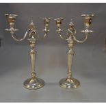 MAPPIN & WEBB - A pair of silver two-branch candelabra by Mappin & Webb with removable sconces &