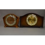 3 vintage wooden mantle clocks including an electric Smiths example.