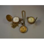 A gold plated Waltham pocket watch together with two other pocket watches (3)