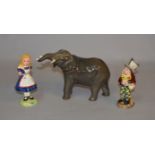 Scarce Beswick Alice Series "Alice" and "Mad Hatter" together with a Beswick Elephant (3)