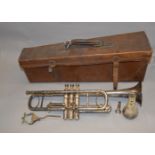 Hawkes & Son "The Clippertone" silver plated Class A trumpet, with original box and accessories.