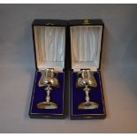 A pair of cased silver wine goblets to commemorate the Royal Silver Wedding 1972,