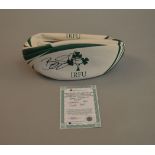 A signed IRFU Rugby ball signed by Brian O' Driscoll Ireland Rugby Union International.