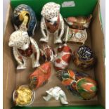 A collection of Royal Crown derby paperweights and figures.