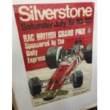 Motorsport poster c1960's Silverstone framed A/F [NO RESERVE]