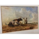 THOMAS PRESTON. A 19th century watercolour depicting cattle.