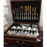 A Large canteen of Silver Plated Sheffield cutlery in a wooden case [NO RESERVE]