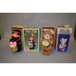 Two battery operated toys, boxed, Drummer Teddy Bear and Cha Cha Monkey.