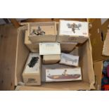 Eight Paya boxed reproduction tinplate models including cars, boats and a plane.