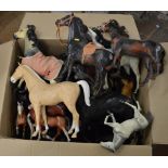 Very good quantity of plastic horses for dolls and action figures, including Sindy,