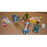 A quantity of unboxed TV related diecast models by Dinky, including SPV and SHADO Mobile.