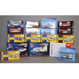 17 x diecast police cars and emergency vehicles by Corgi and Vanguards. Boxed and appear E.