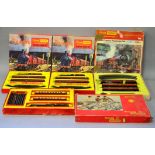 O gauge. Four Triang Hornby train sets: RS1; two RS8; RS609. In P-F boxes.