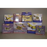 Eight Corgi Aviation Archive diecast model aircraft, all WWII related. Boxed, VG.